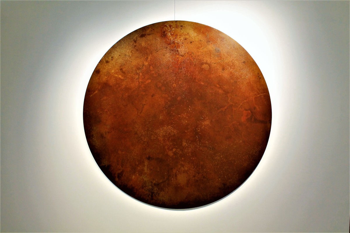 " Mooneclips", patinated steel with clear varnish, created by Kevin Oyen, designer and artisan metalworker